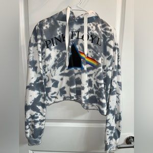 Pink Floyd tie dye cropped hoodie